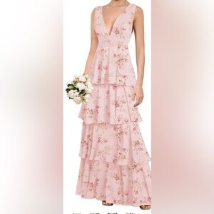 New Floral Pink Tiered Dress-Never worn